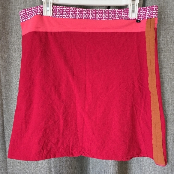 Recreate Design One Of A Kind Patchwork Mini Skirt Size L Red - Picture 1 of 4